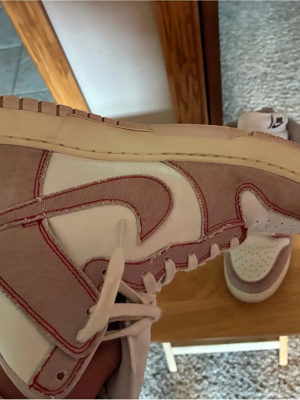 Nike High-Top Sneakers in White and Dusty Pink